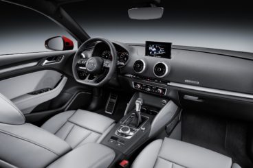 the black and grey leather interior of the audi a3 diesel cabriolet
