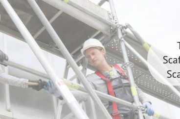 edited picture of two workers on scaffolding with the title the best vans for scaffolders to transport scaffolding equipment