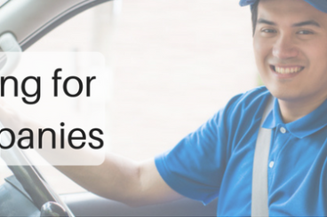 Van Leasing for New Companies title with delivery man wearing a blue uniform and a blue cap