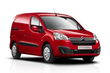 bright red citroen berlingo isolated on white background