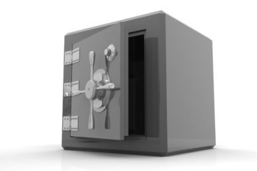 grey security vault box isolated on a white background