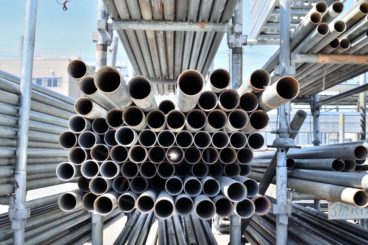 close up picture of scaffolding in rows