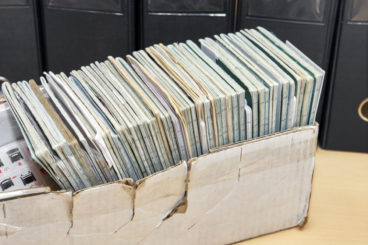 files in a white box