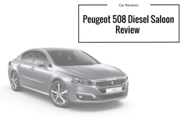 edited picture of a metallic peugeot 508 diesel saloon isolated background with the title peugeot 508 diesel saloon review