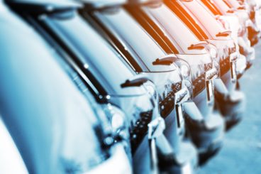 New Vehicles in a Row. Cars Industry.
