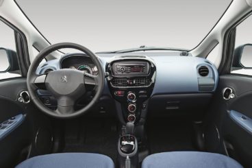 the black cloth interior of the peugeot ion hatchback