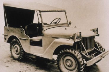 Original Willys Jeep in black and white