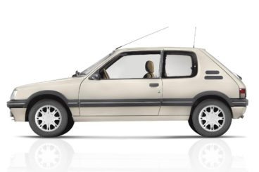 White Peugeot 205 on a white background