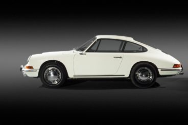 Original Porsche 911 in white on a black background