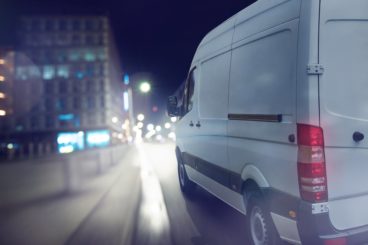Van driving at night