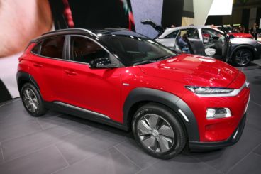 the electric hyundai kona at the geneva motor show