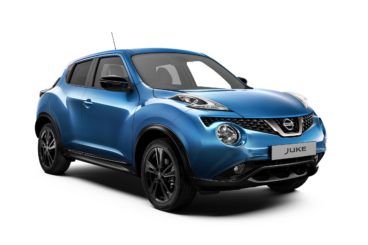 Blue Nissan Juke on white background
