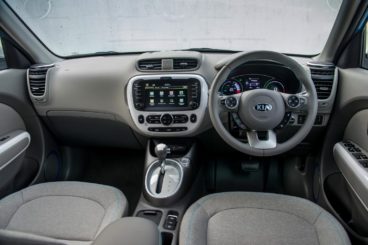The beige interior of the Kia Soul EV