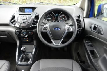 the black leather interior of the ecosport diesel hatchback