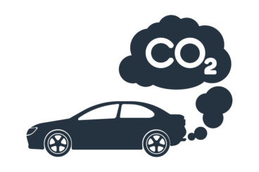 a black outline of a car giving out more CO2