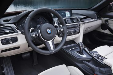 the white leather interior of the bmw 4 series convertible