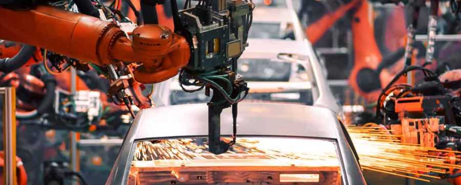 Just-in-time - Car being produced by machines