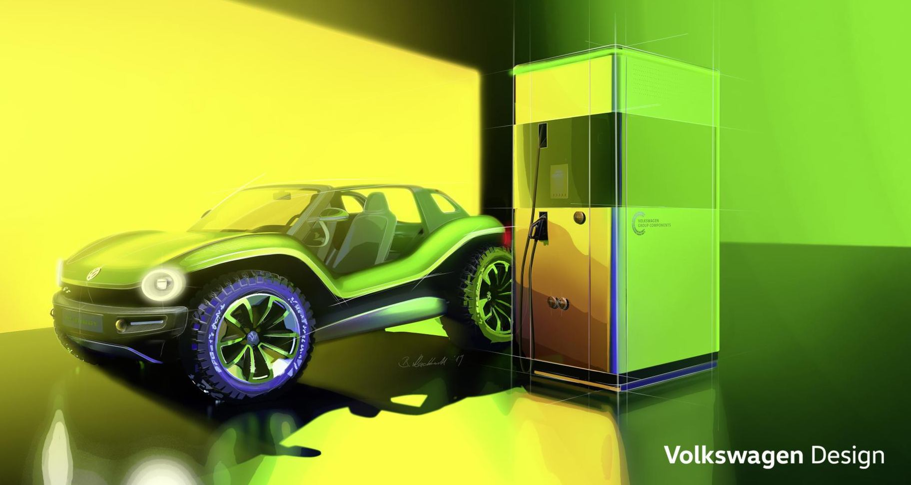 VW Flexible Quick Charging station concept sketch