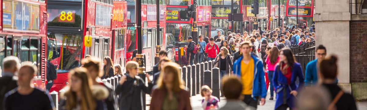 Buses queuing in London