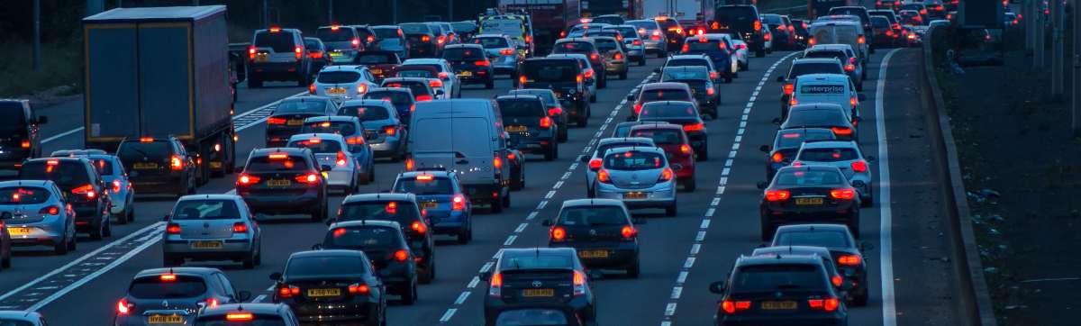 Traffic on motorway in Watford, UK