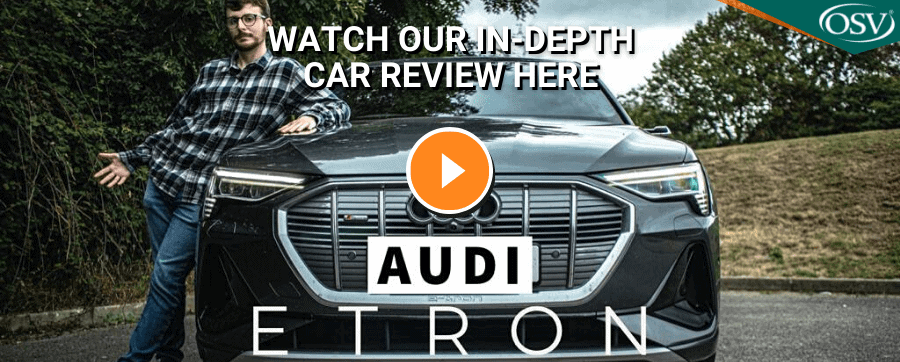 Audi e-tron Sportback car review thumbnail - Black Audi etron with text Click here to watch our in-depth Audi e-tron Sportback car review. 