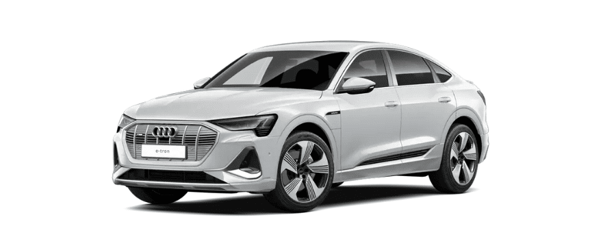 S-Line trim of the Audi e-tron Sportback in the Glacier White exterior colour