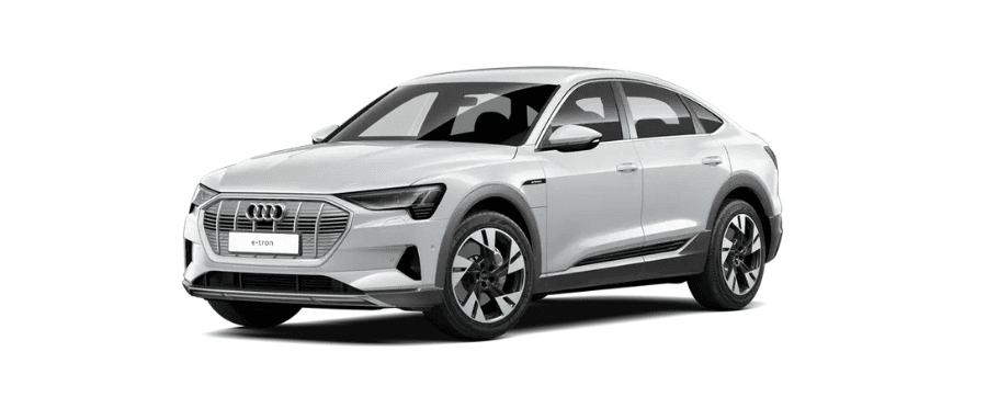 Sport trim of the Audi e-tron Sportback in the Glacier White exterior colour