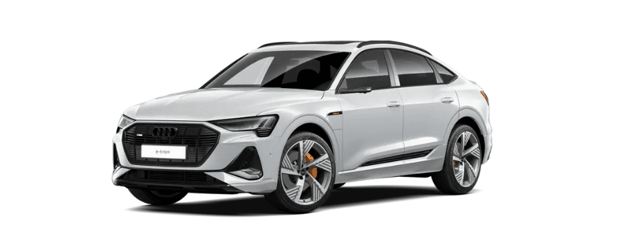 Vorsprung trim of the Audi e-tron Sportback in the Glacier White exterior colour.