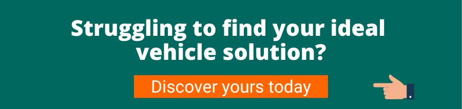 Call to action image for cheap personal car lease deals article showing a Green background with white text that reads Struggling to find your ideal vehicle solution? Below is an orange button with white text that reads Discover yours today