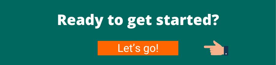 Call to action image for cheap personal car lease deals article showing a Green background with white text that reads ready to get started? Below is an orange button with white text that reads let's go!