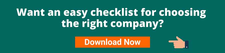 Green background with white text that reads Want an easy checklist for choosing the right company? Below is a hand pointing to an orange button with white text that reads Download Now Clicking the link will take the user to a page where they can download an easy checklist to help choose the right electric vehicle company