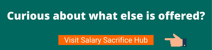 Green background with white text that reads Curious about what else is offered? Visit Salary Sacrifice Hub - are salary sacrifice car schemes worth it