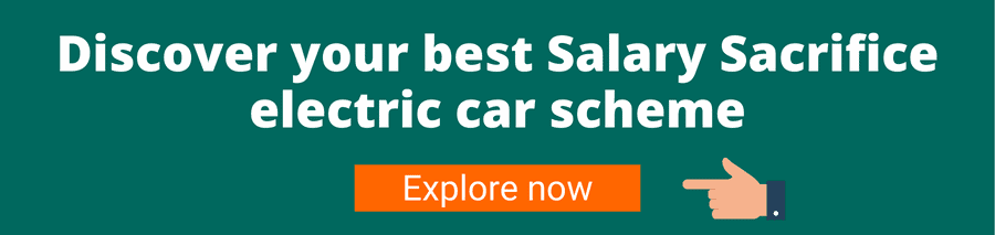 Green background with white text that reads Discover your best salary sacrifice electric car scheme. Explore now