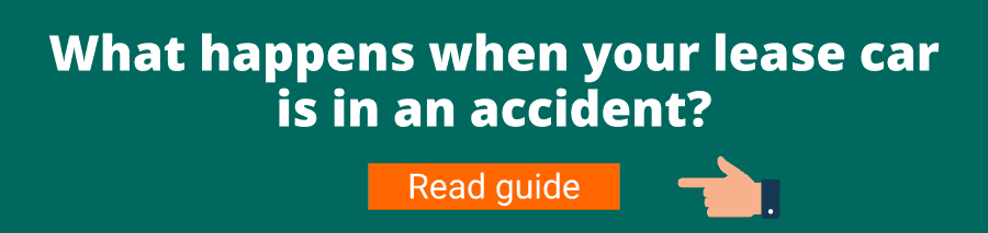 Green background with white text that reads What happens when your lease car is in an accident? Read guide