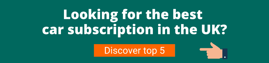Green background with white text that reads Looking for the best car subscription in the UK? Discover top 5