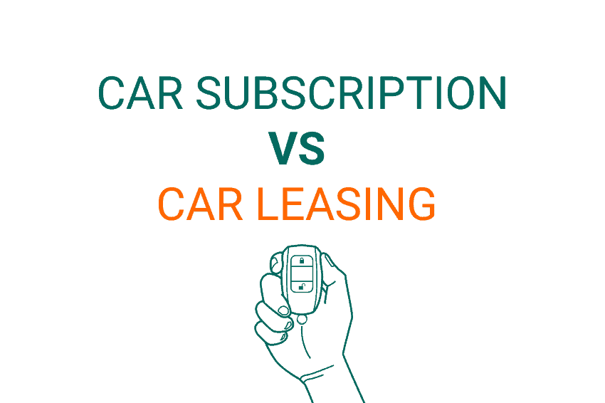 Car subscription vs car leasing with an icon of a hand holding a car key in green