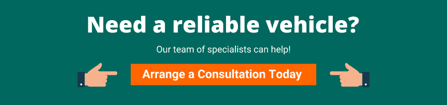 Green background with white text that reads Need a reliable vehicle?
Our team of specialists can help!
Arrange a Consultation Today