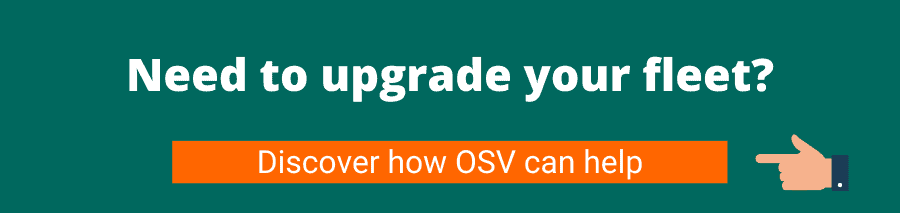 Green background with white text that reads Need to upgrade your fleet? Discover how OSV can help