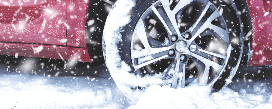 Car tyre in show looking after your car this winter